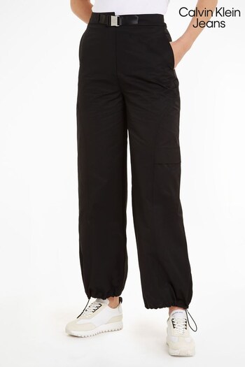 Calvin Klein Jeans High Waist Utility Wide Leg Black Trousers baroque-pattern (898495) | £120
