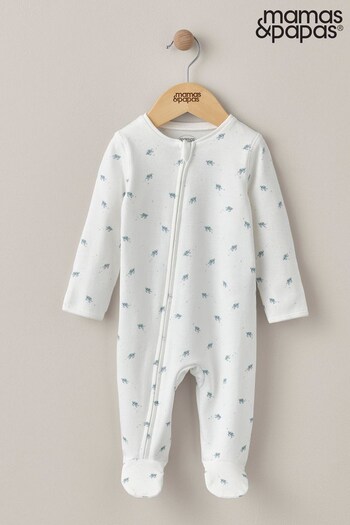 Mamas & Papas Turtle Print White Zip All-In-One (898574) | £14