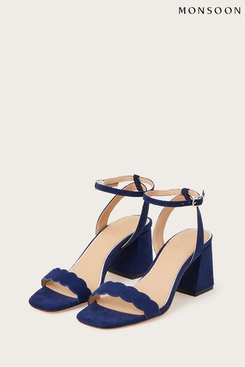 Monsoon Blue Scallop Block Heel Sandals (898597) | £60