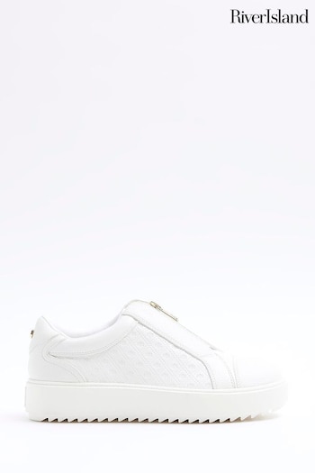 River Island White Slip-Ons Plimsole Trainers (898949) | £35