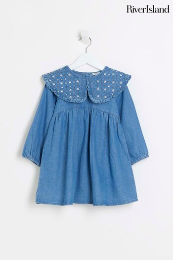 River Island Blue Girls Denim Twill Smock Dress (898976) | £25