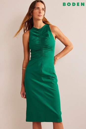 Boden Green Petite Ruched Front Racer Dress (899050) | £80