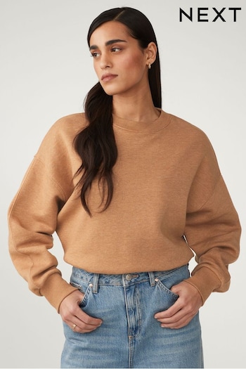 Tobacco Brown Relaxed Fit Soft Overdyed Marl Crew Neck Sweatshirt (899235) | £32