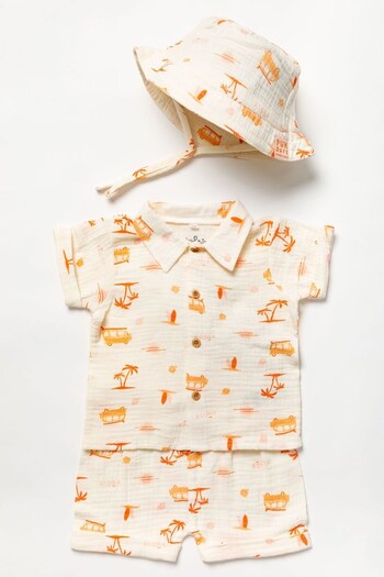 Lily & Jack Cream Shirt/Shorts and Bucket Hat Outfit Set (899760) | £14