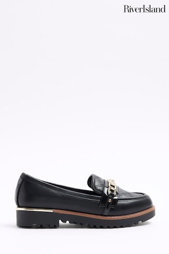 River Island Black Quilted Chain strap-fastening Loafers (899810) | £38