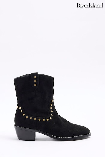 River Island Brown Studded Western Ankle Boots (899823) | £45