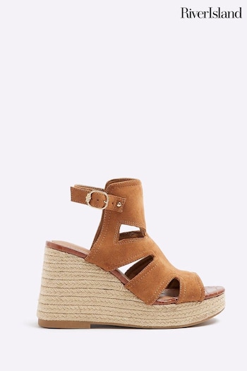 River Island Brown Cut-Out Wedge Shoes Boots (899835) | £40