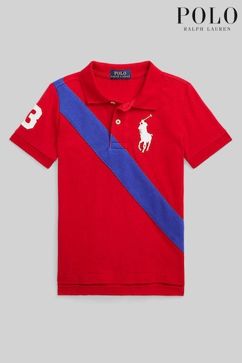 Polo Ralph Lauren Red Stripe Pony Logo Polo Shirt (8JE767) | £75 - £79