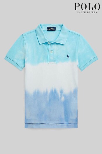 Polo Ralph Lauren Blue Tie Dye Logo Kids Polo Shirt (8MZ953) | £79 - £89