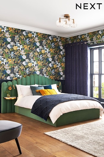 Opulent Velvet Mineral Green Adele XL Hotel Ottoman Storage Bed Frame with Bedsides and Lights (8QE034) | £1,299 - £1,399