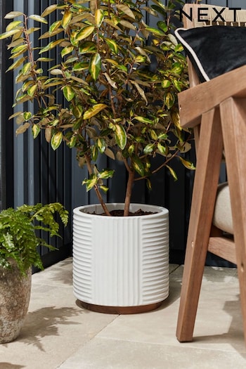 White Outdoor Bronx Patterned Planter (8R0477) | £30