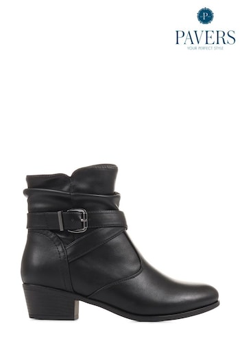 Pavers Black Block Heeled Ankle Boots (8RM876) | £45