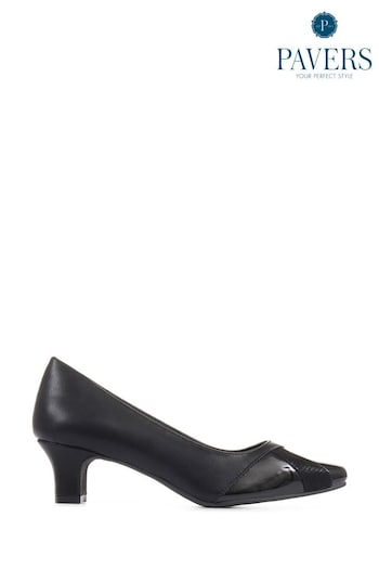 Pavers Black Block Heeled Court Shoes (8RV799) | £38