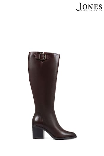 Jones Bootmaker Cesena Brown Wide Leather Knee Boots (8TY676) | £199
