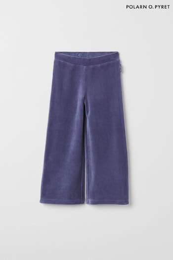 Polarn O Pyret Blue Organic Cotton Velour Trousers (8Y6312) | £26