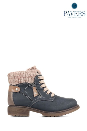 Pavers Blue Lace Up Ankle Boots (8YH835) | £48