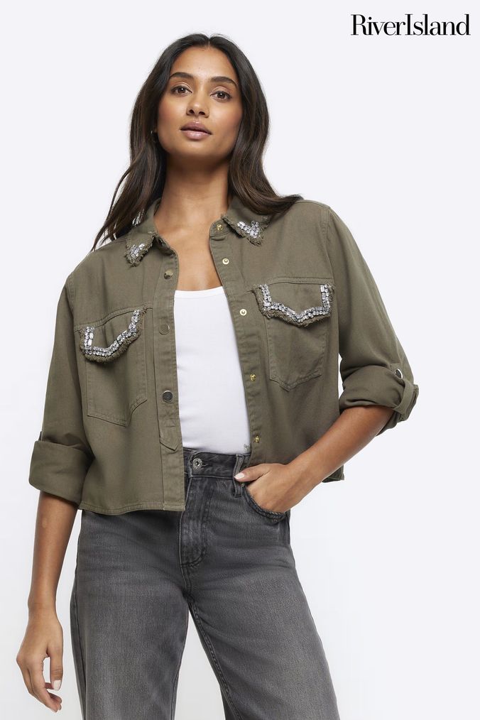 Buy Women s Green Denim Shirts Online Next UK