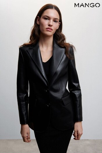 Mango Black Leather Effect Jacket (900105) | £90