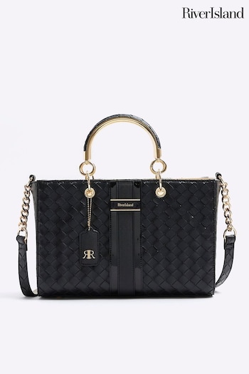 River Island Black Embossed Weave small Tote (900211) | £45