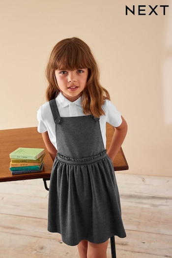 Grey Jersey Stretch Frill Detail School Pinafore (3-14yrs) (900280) | £10 - £13