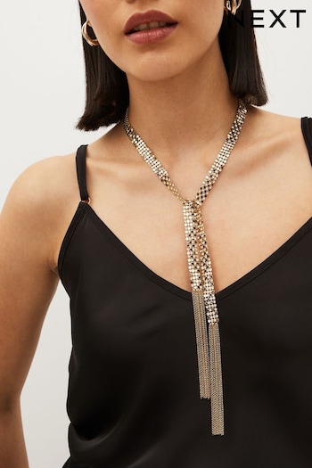 Gold Tone Chain Mail Long Scarf Necklace (900324) | £30