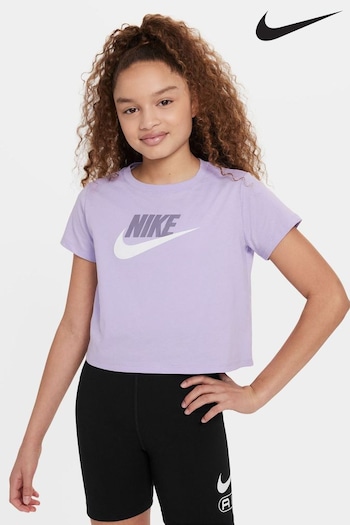 Nike BLACK-WHITE-DARK Purple Futura Cropped T-Shirt (900326) | £20