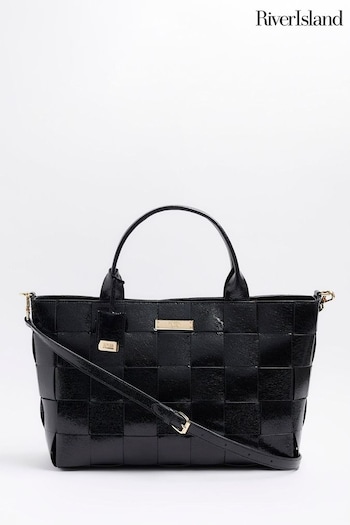 River Island Black Large Chunky Weave Shopper Bag (900335) | £55