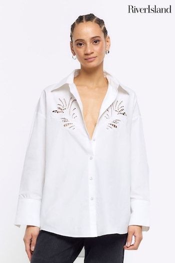 River Island White Broidery Detail Shirt (900399) | £45