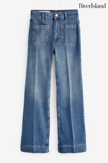 River Island Blue High Rise Flare Jeans amp (900522) | £50