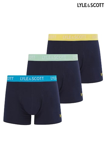 Lyle & Scott Blue Barclay Underwear Trunks 3 Pack (900629) | £31