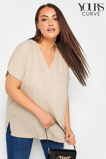 Yours Curve Natural Textured V-Front Top (900680) | £24