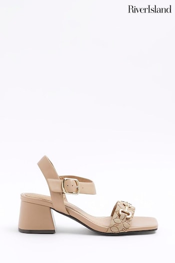 River Island Brown Snaffle Low Block Heeled Sandals entrenamiento (900700) | £35