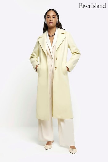 River Island Yellow Button Up Longline Coat (900734) | £75