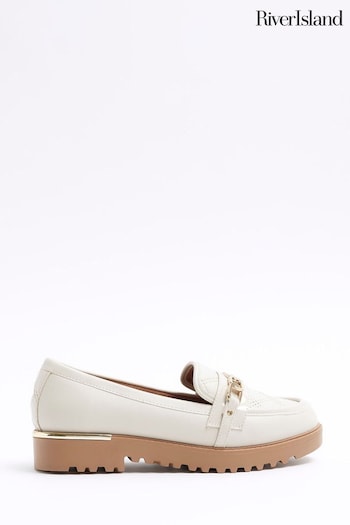 River Island Cream Quilted Shoesed Chain Loafers (900756) | £38