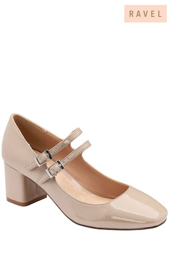 Ravel Cream Mary Jane Twin Buckle Block Heel Shoe (900781) | £70