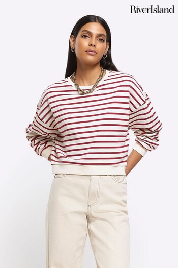 River Island Red Stripe Cropped Sweatshirt (900932) | £25