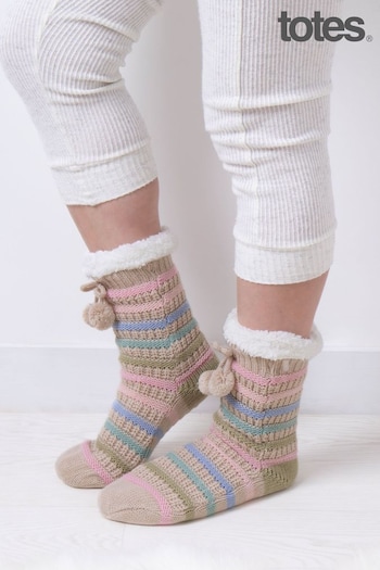 Totes Nude Ladies Textured Stripe Slipper Socks (900946) | £18