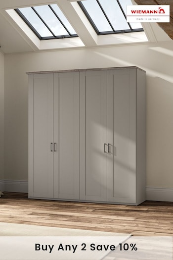 Wiemann Pebble Grey Truro 4 Door Wood Semi Fitted Wardrobe (901021) | £1,275