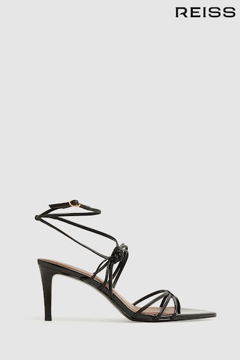 Reiss Black Georgina Leather Strappy Heels (901048) | £168