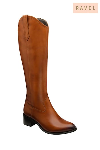 Ravel Brown Leather Knee High Boots (901059) | £140