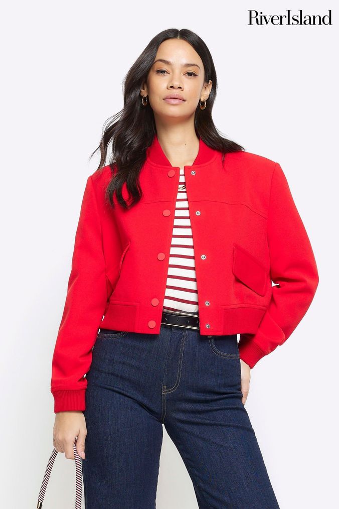 River island red coat womens sales