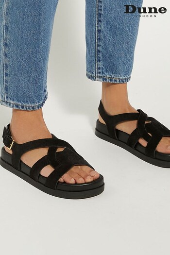 Dune London Loupin Cutout Footbed Black Sandals med (901359) | £95