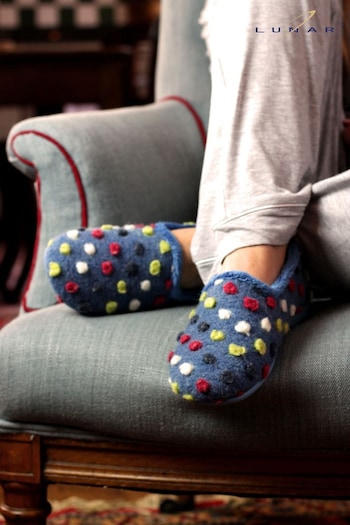 Lunar Mid Blue Helix with Spots Full Slippers (901376) | £30