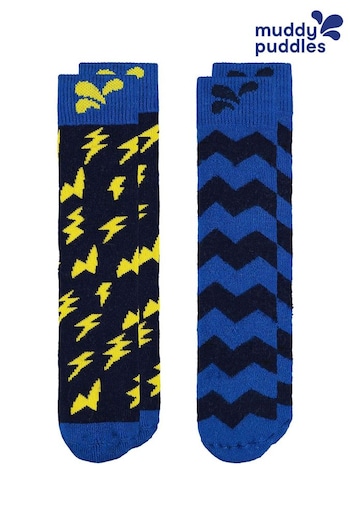 Muddy Puddles Blue Merino Mix Twin Pack Socks (901729) | £28