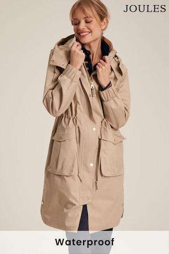 Joules Harpsden Beige Waterproof Long Raincoat with Hood (901847) | £159