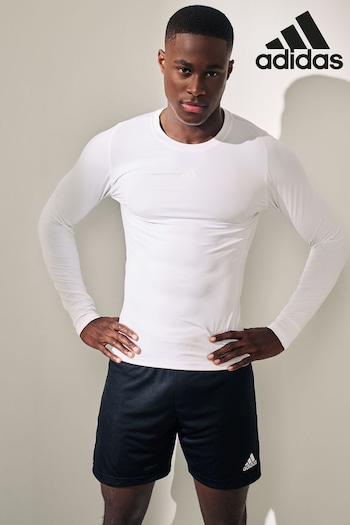adidas White Football Techfit Aeroready Long Sleeve Top (901945) | £33