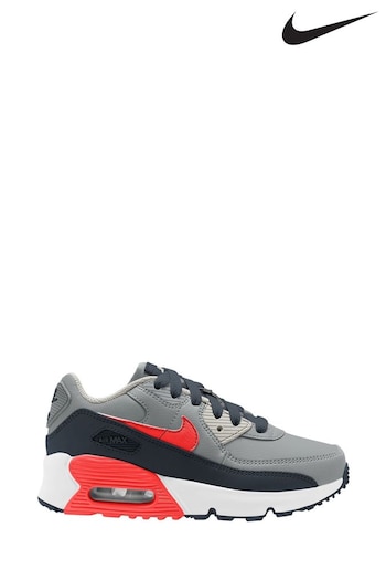 Nike Grey/Red/Black Air Max 90 Junior Trainers (901996) | £65