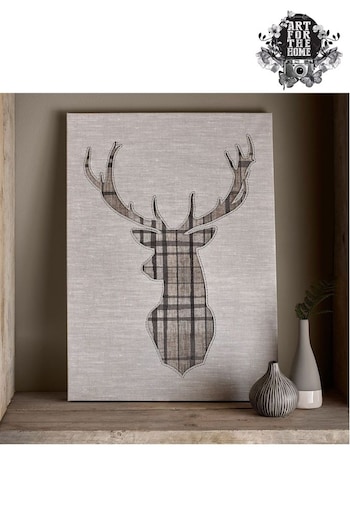 Art For The Home Natural Tartan Stag Canvas (902033) | £42