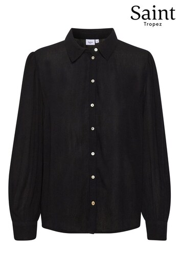 Saint Tropez Alba Casual Fit Button Black Shirt (902092) | £35
