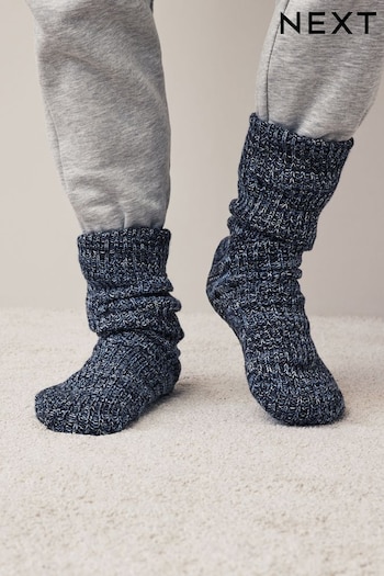 Navy Blue Ombre Cable Slipper Socks (902481) | £18